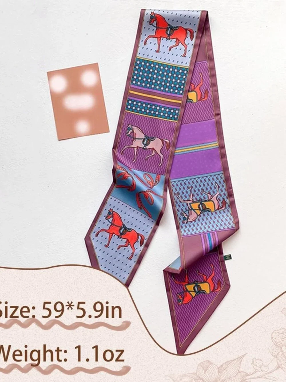 Women's Purple Horse Brown Edge Elegant Oblique Angle Scarves Bag Scarfs